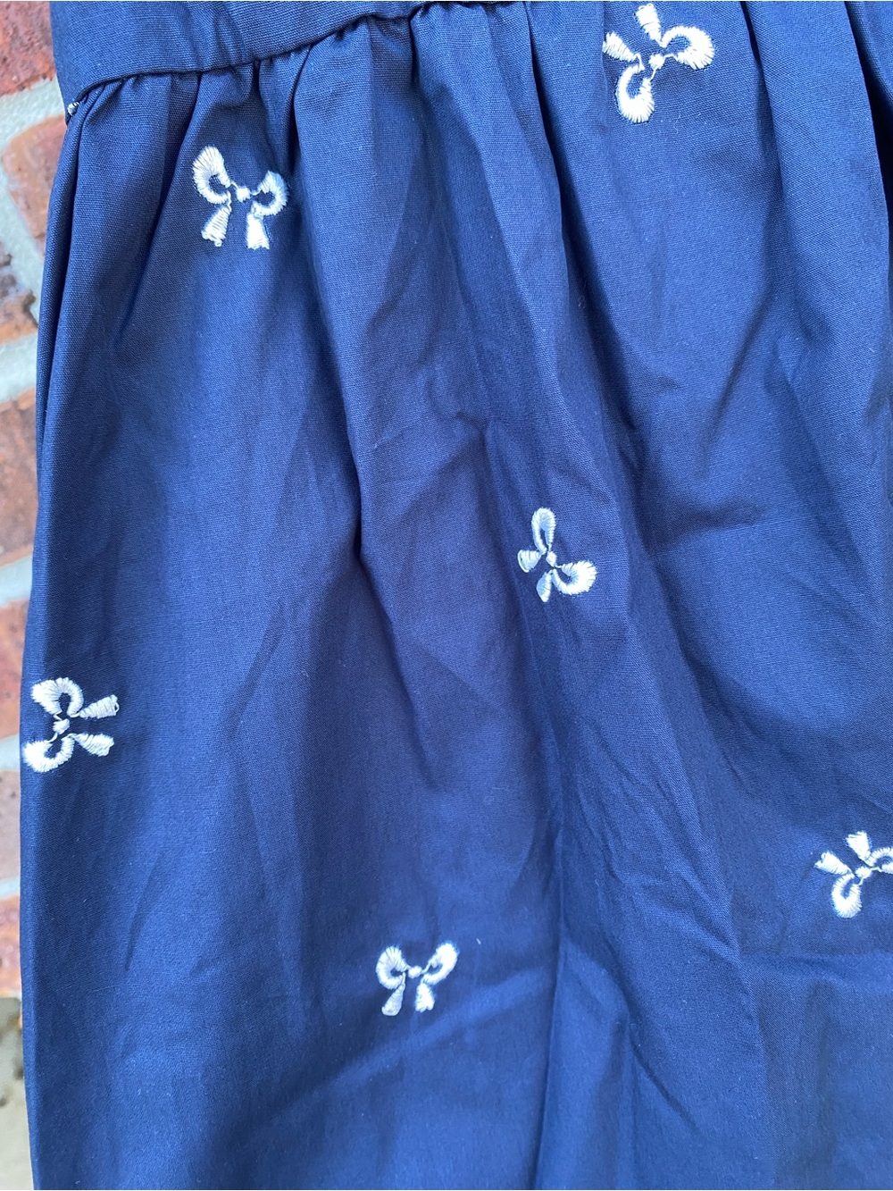 Navy Embroidered Bows Cotton Dress with White Peter Pan Collar NWT Size 4 - Picture 7 of 9
